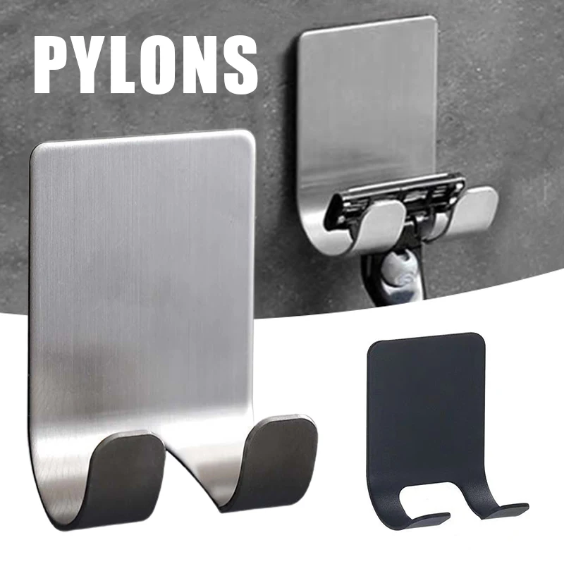 Stainless Steel Razor Holder Wall Hook Self Adhesive Sticky Kitchen Bathroom Key Hanger Storage Waterproof Towel Hanging Rack