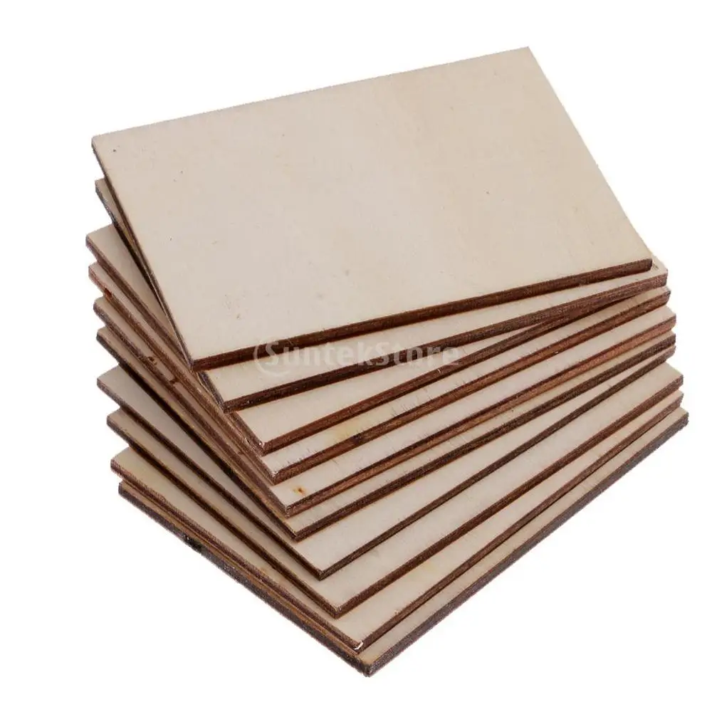 60 Pieces Blank Boards Plywood Sheets For Crafts, Models & Pyrography Wood Plaque Sign DIY Woodburning Materials 70x49mm