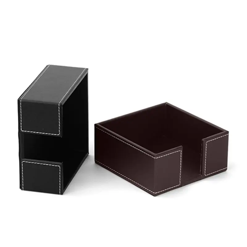 PU Leather Square Cocktail Napkin Holder Tissue Box Paper Serviette Dispenser Bar Caddy for Dining Table Hotel Office Home Decor