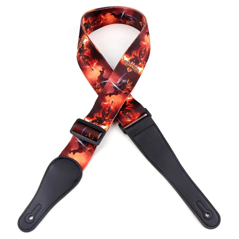 

Nylon Guitar Strap for Acoustic Electric Guitar and Bass Guitar Picks Multi-Color Guitar Belt Adjustable Skull Printing Straps