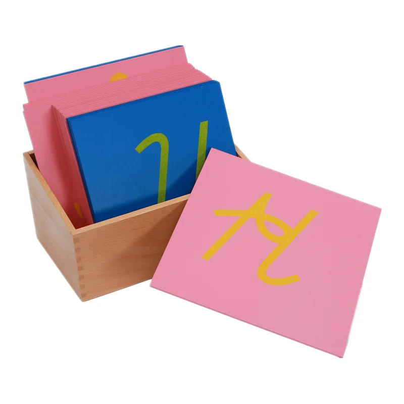 Montessori Sandpaper Letters Cursive Handwriting Moveable Alphabet w/ Wood Container Language Matertial Kids Early Learning Toys - view 3