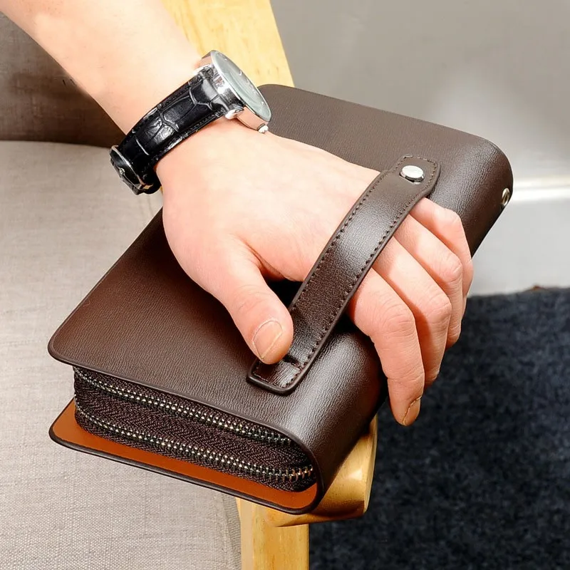 Brand Men Wallets carteira masculina couro coin pocket Double Zip Male Wallet long Large Men Purse hombre clutch bag Business