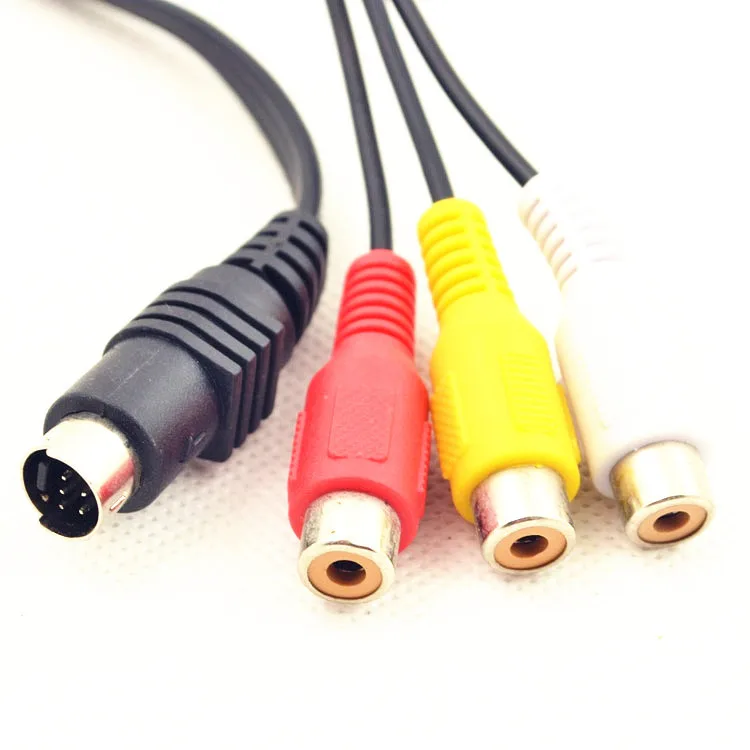 7 Pin Mini DIN S-Video Plug to 3 RCA jack Cable S-Video 7-Pin male to 3-RCA female RGB Composite Video Cable Adapter for DVD, DV