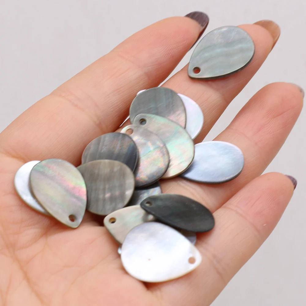 10Pcs Natural Black Shell Pendant Mother Of Pearl Drop-Shaped Pendant For Jewelry Making DIY Necklace Earrings Accessory