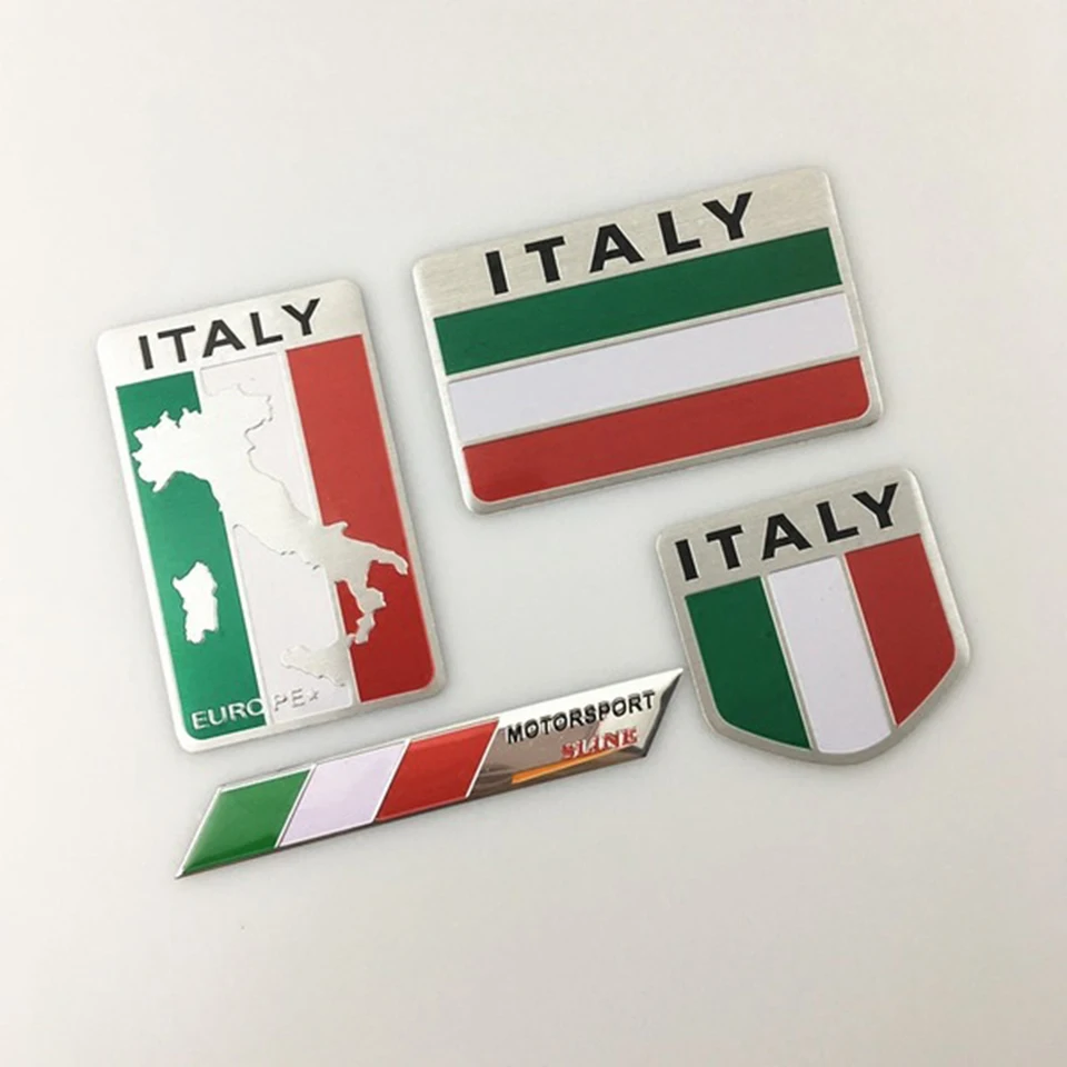 Italy Italian Flag Map Car Metal 3D Chrome Emblem Decal Sticker MYCT-55