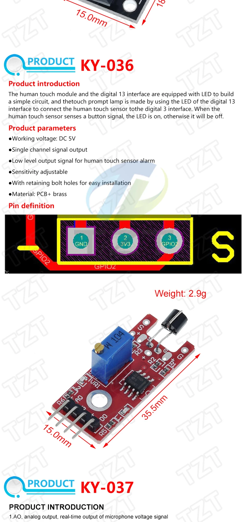 Für Arduino 45 Arten von Sensoren Digitaler Temperatur-Feuchtigkeits-RGB-LED-Boden-Buzzer-Ton-Ultraschall-Regentropfen-Sensormodul DHT11 – Detail 29