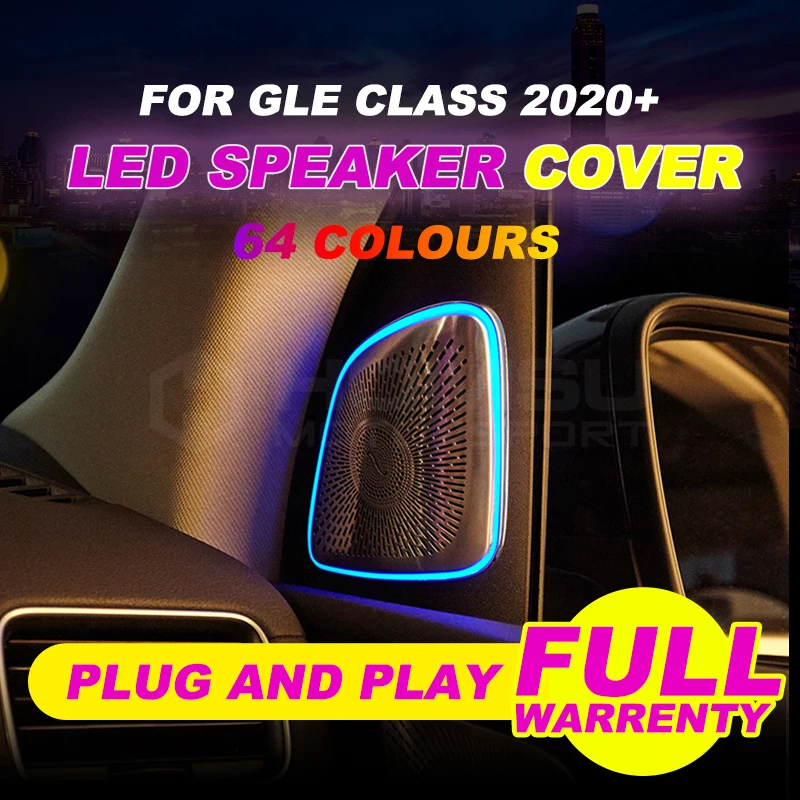 64 colours stainless steel 3D speaker cover synchronized with ambient light For GLE class W167 year 2020 plug and play