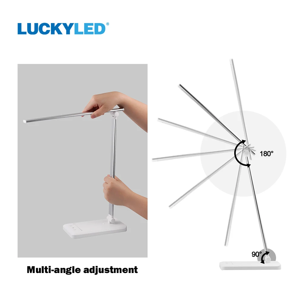 Imagem -05 - Luckyled Lâmpada de Mesa Pode Ser Escurecido Interruptor Toque Dobrável Led Desk Luz Cabeceira Proteção para os Olhos Porto Carregamento Tempo Lâmpada Leitura