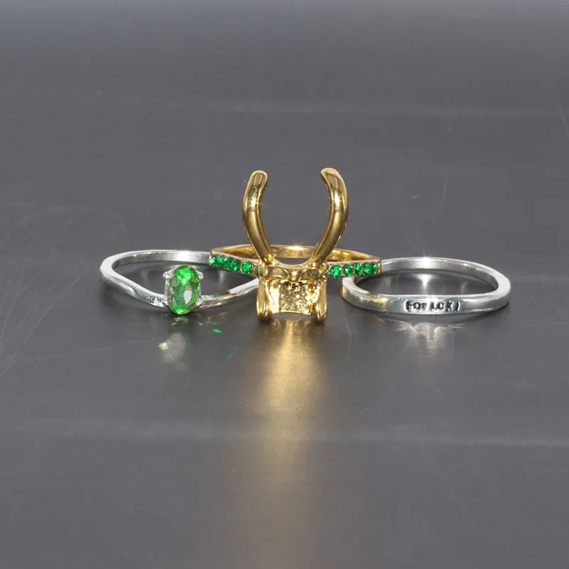 New Design Nordic Mythology Creative Personality Three-In-One Crown Ring Loki Helmet Ring Men and Women Trend Jewelry Gifts