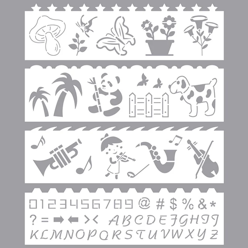 12pc Stencils Coloring Embossing Painting Template DIY Scrapbooking Diary Stamp Album Decoration Drawing Lace Ruler Reusable