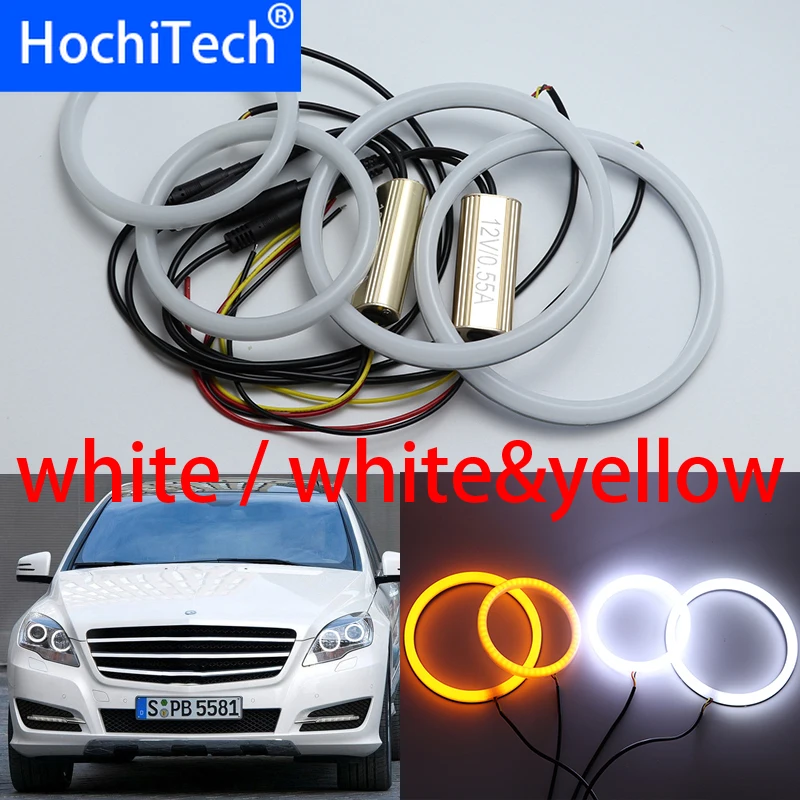 

For Mercedes Benz R Class W251 R300 R320 R350 R500 2010-12 White & yellow Cotton LED Angel eyes kit halo ring Turn signal light