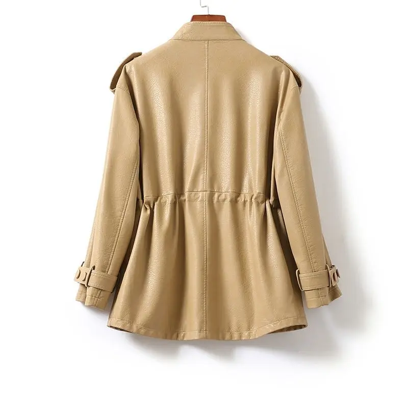 Blouson d'hiver en Faux cuir pour femme, coupe-vent, décontracté, à la mode, élégant, en cuir de mouton, automne, 2021