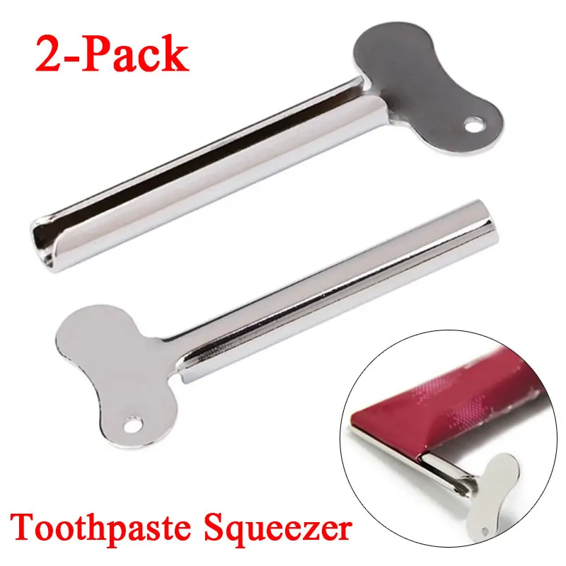 Espremedor de pasta de dente de aço inoxidável, acessórios de banheiro, limpador facial, tubo de pasta de dente, dispensador de prensa de rolamento, 1/2 peças