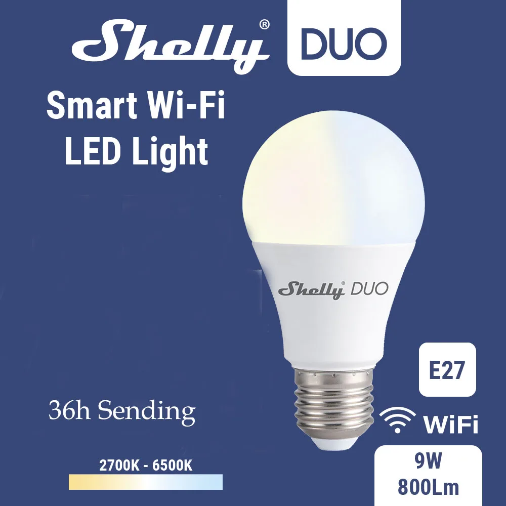 Shelly Duo Rgbw/White 9W WiFi Smart Light LED Bulb  Work with Alexa/Google Home 220-240V Dimmable Timer Function Magic Bulb