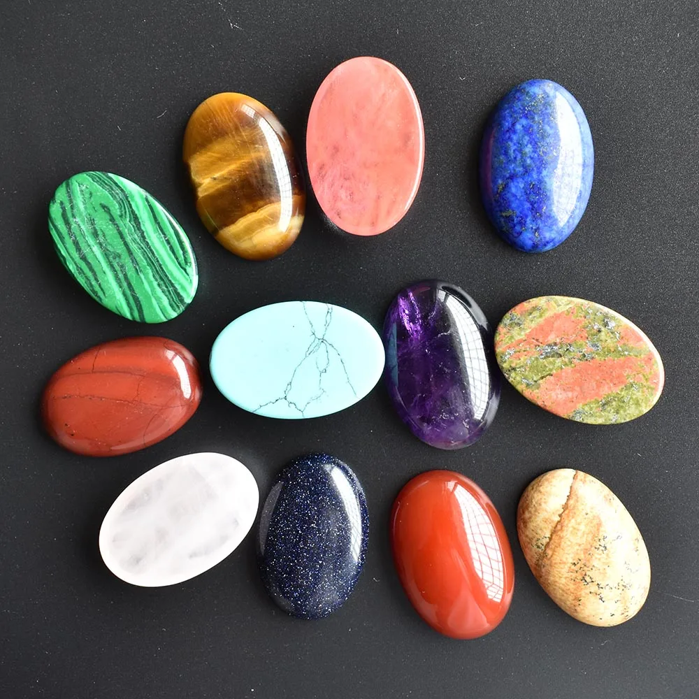 Wholesale high quality natural stone, all sizes of oval no hole beads for jewelry making free shipping