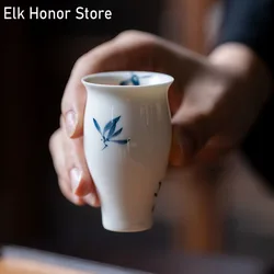 2pc/Set 40ml Pure Hand-painted Butterfly Orchid Art Tea Cup Household Small Smelling Cup Kung Fu Tea Ceramic Single Master Cup