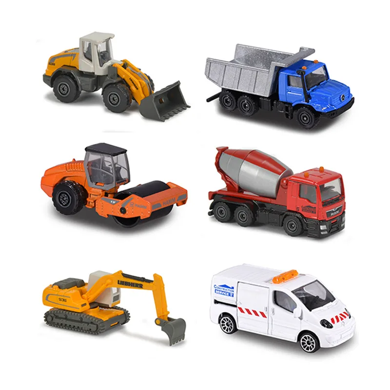 1/64 Majorette  Road Roller Excavator Transport Shovel Truck  Collection of die-cast alloy car decoration model toys