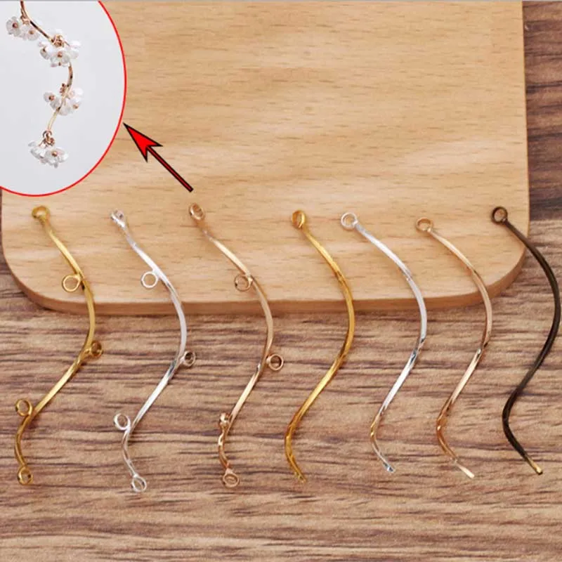 10pcs/lot 1*50mm Brass Flat Wire Spiral Curve Wave Stick For Hairwear Jewelry DIY Making Handmade Accessory Parts Material  0546