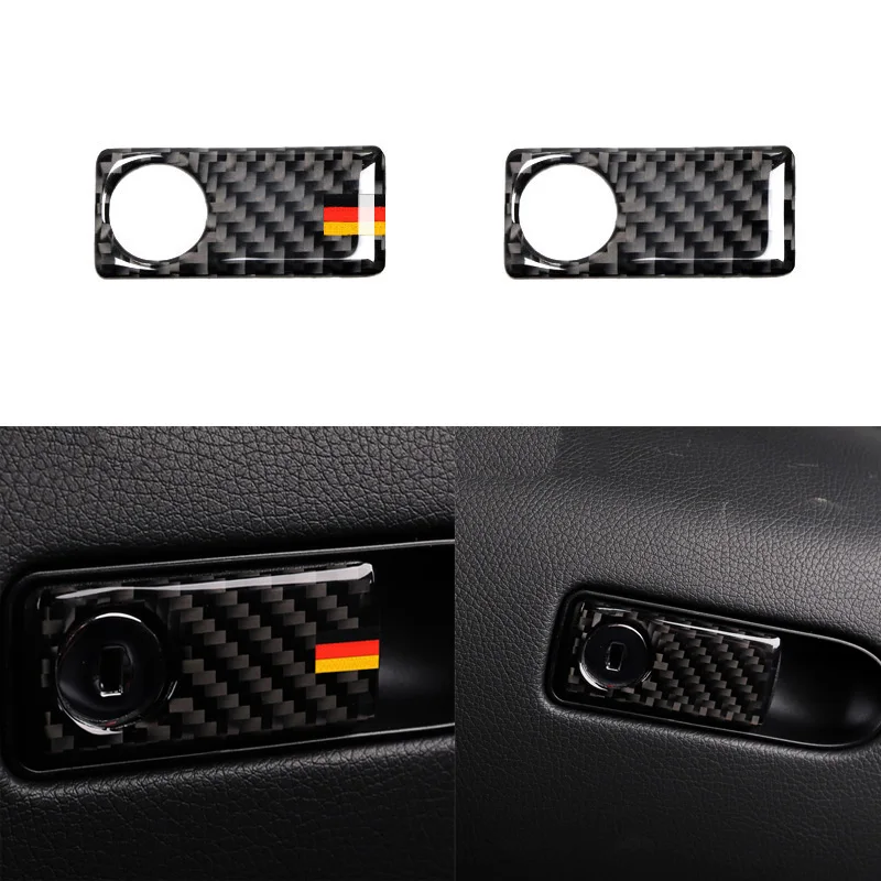 Carbon Fiber Co-pilot Glove Storage Box Handle Bowl Cover Sticker Trim For Mercedes Benz C Class W205 C180 C200 C300 GLC260