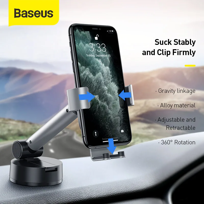 Baseus Gravity Car Mount Holder with Suction Base For 4.7-6.5 inch Mobile Phone Auto Car Phone Holder Adjustable Car bracket