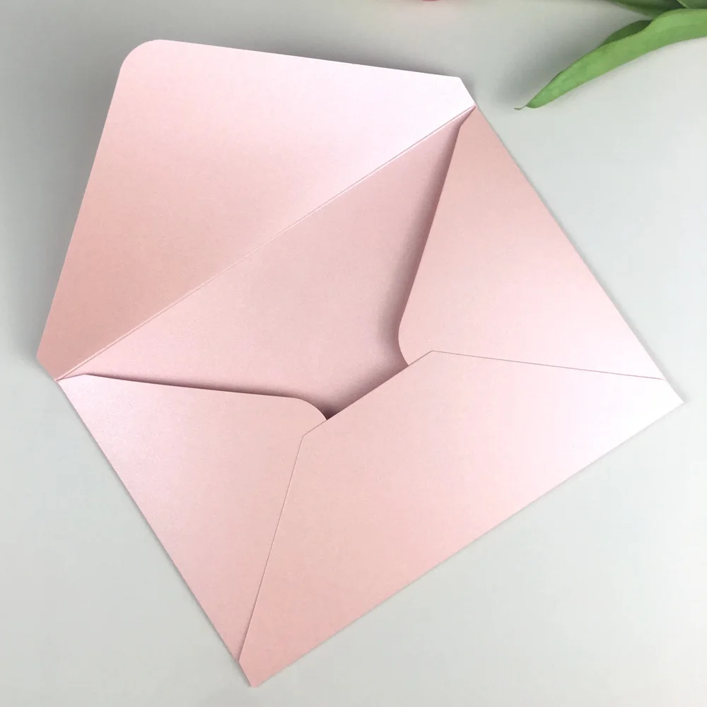 25x 250g Pearl Paper Envelopes White Black Gold Navy blue Pink Emerald Green for 5x7 Wedding Invitation Card gift foil Postcards