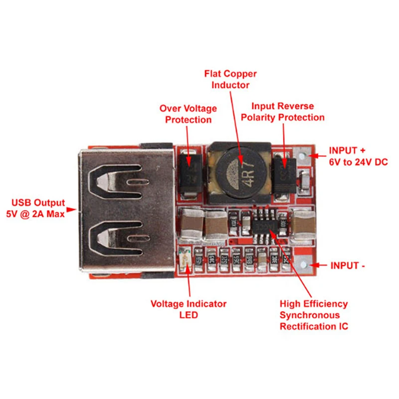 1PC DC 12V/24V To 5V 3A 6-24V  Mini USB Output Charger Step Down Power Module DC-DC Adjustable Buck Converter