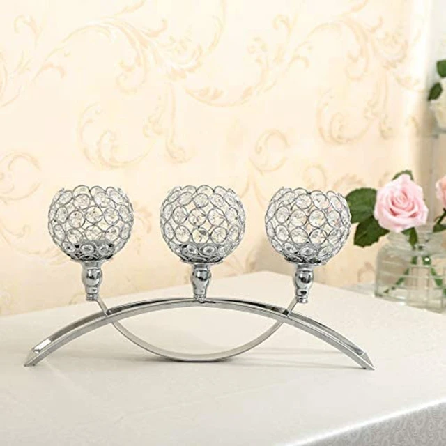 3 Arms Crystal Candle Holders,Table Candelabras,Buffet Cabinet Candelabra Ornaments Table Centerpieces for Wedding  Room qq485