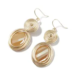 MANILAI Handmade Big Champagne Crystal Earrings For Women Fashion Gold Color Wire Helical Dangle Earrings Bohemia Jewelry