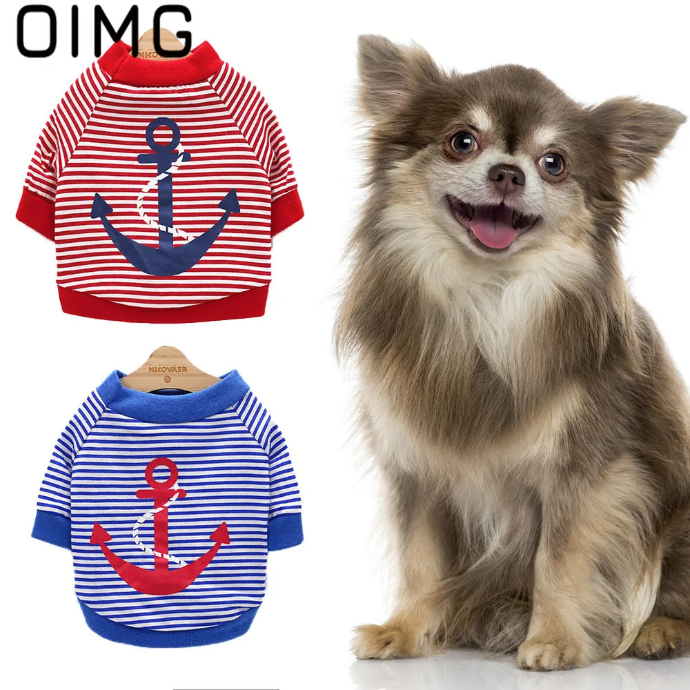 OIMG Striped Puppy Costume Couple Dog Clothes Spitz Yorkies Papillon Autumn Winter Small Dogs Sweatshirt Cotton Pet Cat Clothing