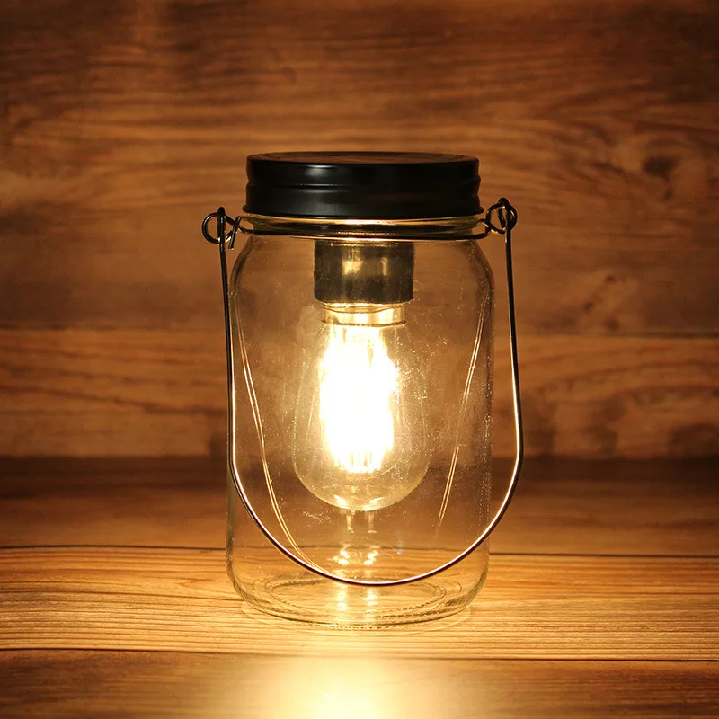 Portable Chandelier Low Voltage Battery Box LED Mason Jar Bulb Glass Jar Creative Retro Bedroom Decoration Night Light