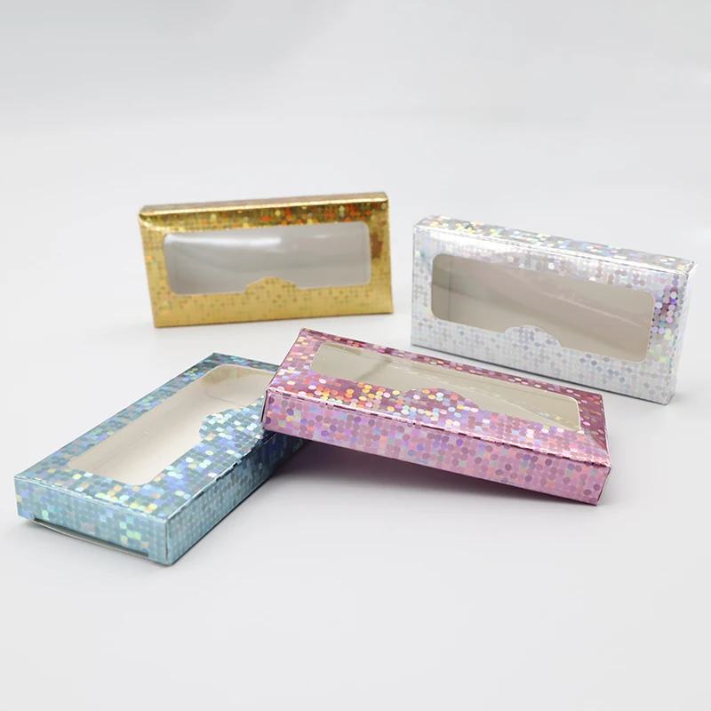 

Eyelash Box Packaging Eyelashes Package Color Glitter Paper Holographic/Pink/Black Wholesale Mink Lashes Box Bulk