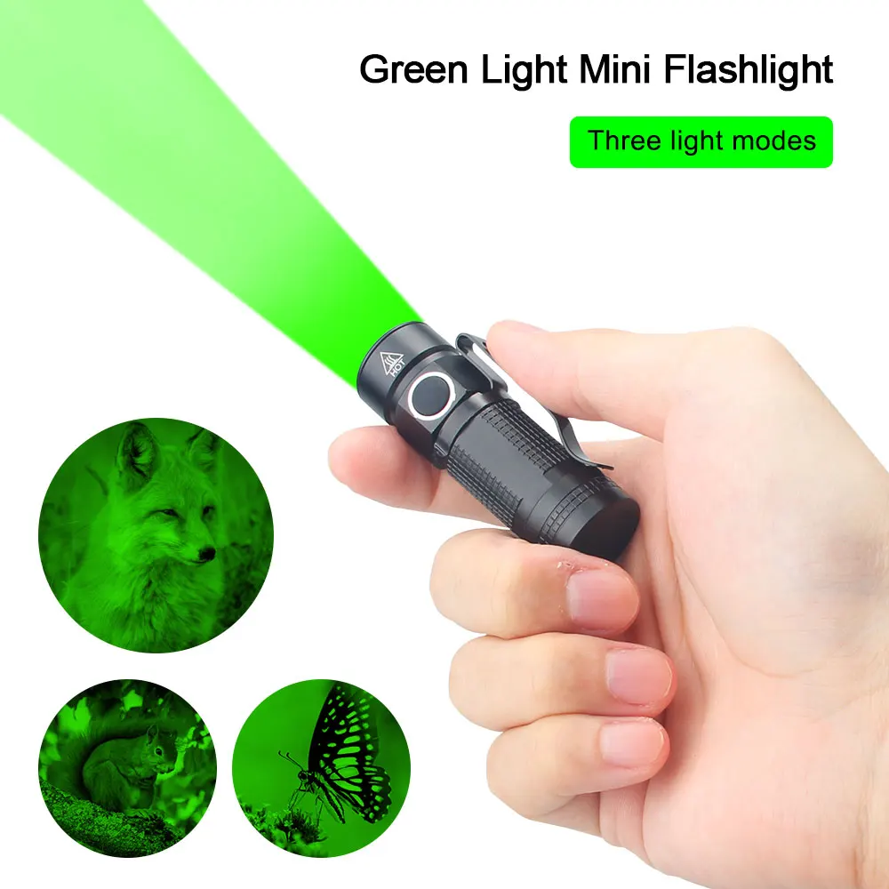 Nettolk Tiny Flashlight Self Defense UV EDC Flashlight with USB Charger White/Red/Purple/Green Light Protable Camping Tourch