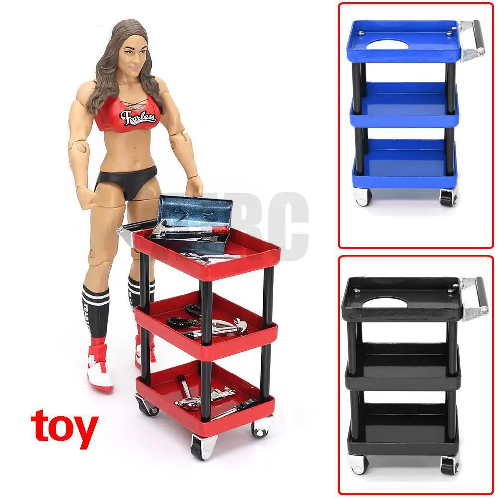 

1/10 simulation tool cart Three-layer metal trolley Mobile material cart Tool maintenance rack for Trax TRX4 TRX6 SCX10 AXIAL