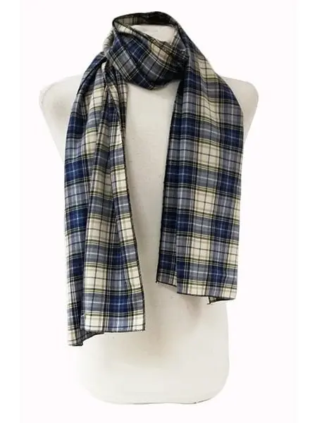 Plaid scarf. Women's scarf in blue-tone plaid. Long 150x50, perfect to wear with neckline