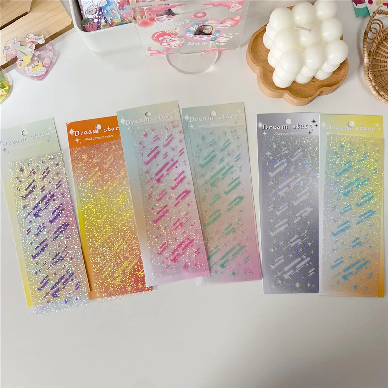 Cute Dream Star Meteor Laser Decorative Stickers DIY Scrapbooking Photo Album Collage Diary Journal Material Stationery Sticker