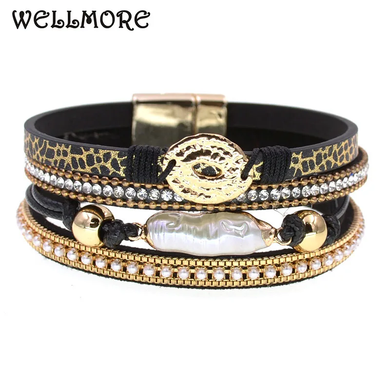 WELLMORE NEW leather bracelets for women fashion magnet charm Bracelets & Bangles Female Jewelry wholesale dropshipping