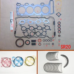 SR20DE SR20DET Engine Full gasket set kit main con rod bearing piston ring for Nissan 100 NX/Primera/Pulsar/Serena 2.0L 1998cc