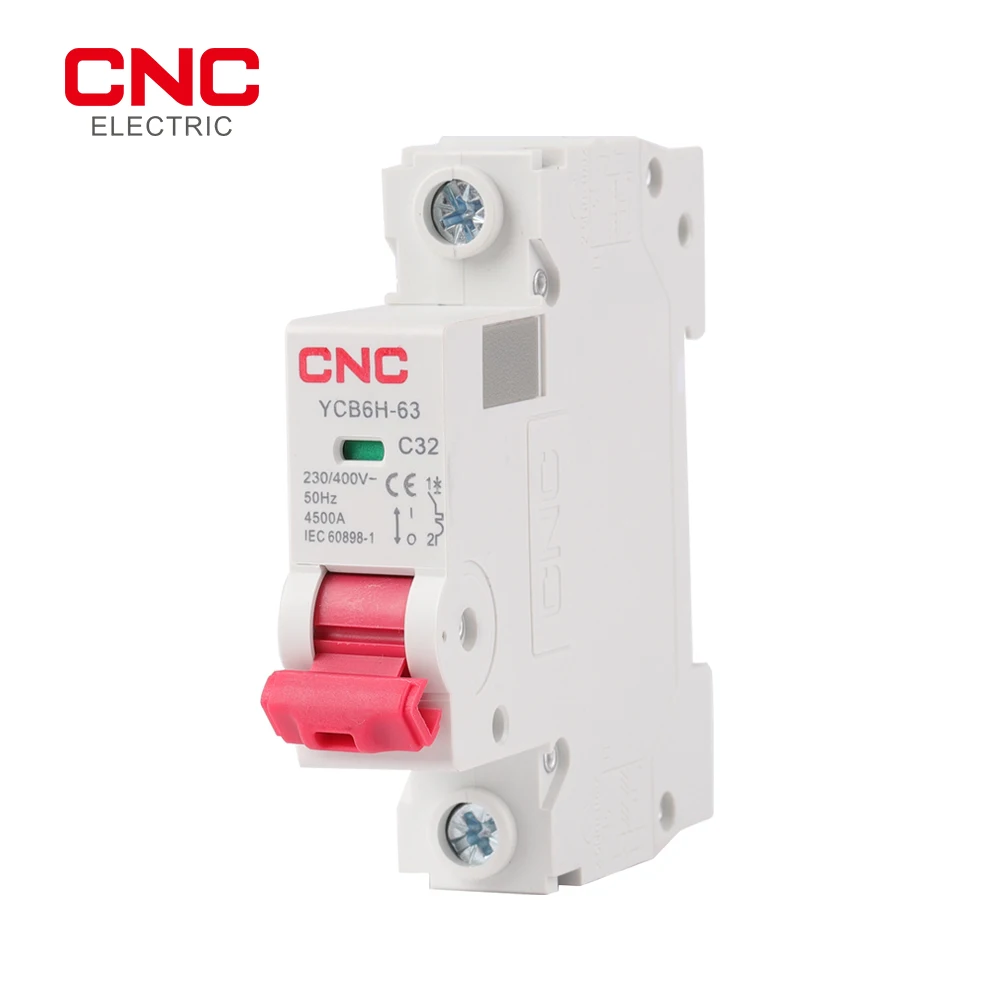 CNC 1P 2P 3P YCB6H-63 18mm Miniature Circuit Breaker Din Rail Mount Breaking Capacity 6A/10A/16A/20A/25A/32A