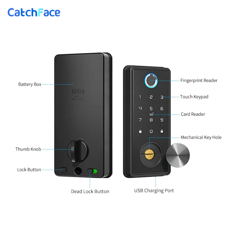 TUYA Smart Lock Electronic Deadbolt Intelligent APP Fingerprint  Key Digital Lock Keyless For Home Office Apartment Hotel