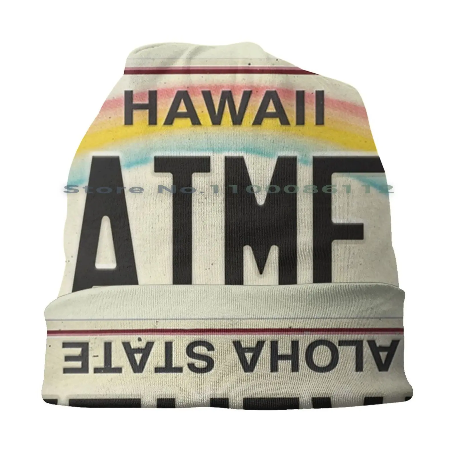 Vintage Hawaii License Plate Waimea Beanies Knit Hat Vintage License Plate Aloha State North Shore Oahu Maui Surf Rainbow