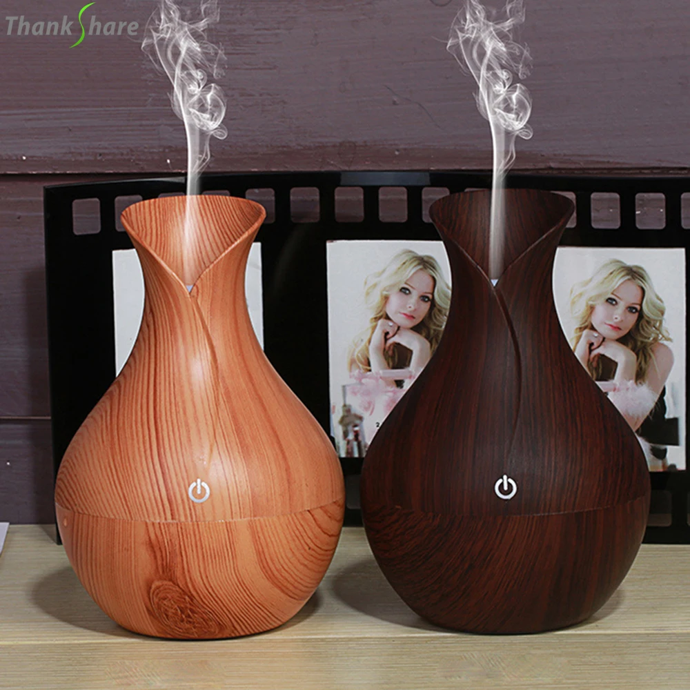 130ML Humidifier Electric Air Aroma Diffuser Wood Ultrasonic USB Humidifier Essential Oil Aromatherapy Cool Mist Maker For Home