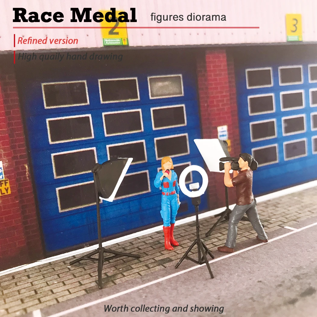 Racemedal1:64 Resin model host scene model female host live toy doll three-dimensional architecture geometric street corner figu