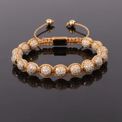 New Design Men Jewelry CZ Micro Pave Ball Handmade Braided Beads Macrame Friendship Bracelets Male