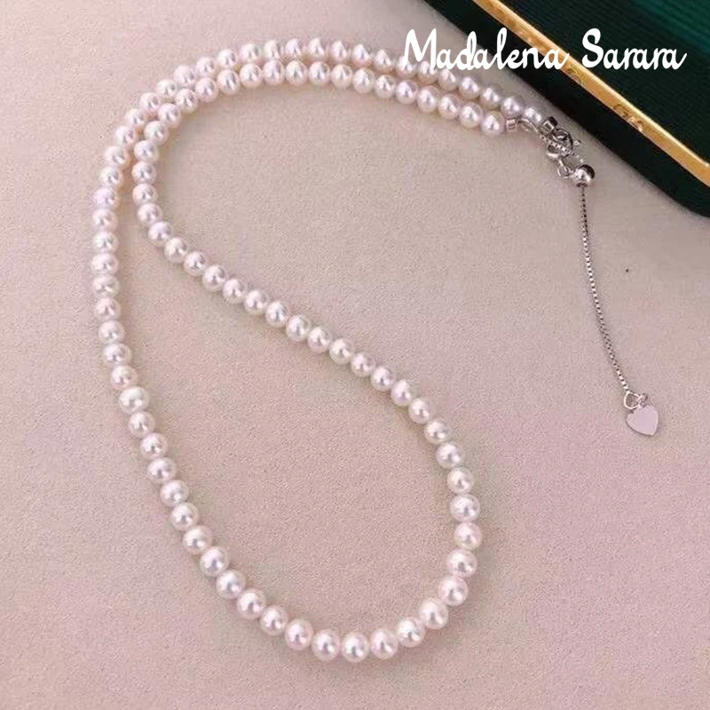 

MADALENA SARARA AAA Freshwater Pearl Round Shape Classical Style Pearl Necklace 4-5mm Women necklace 43cm