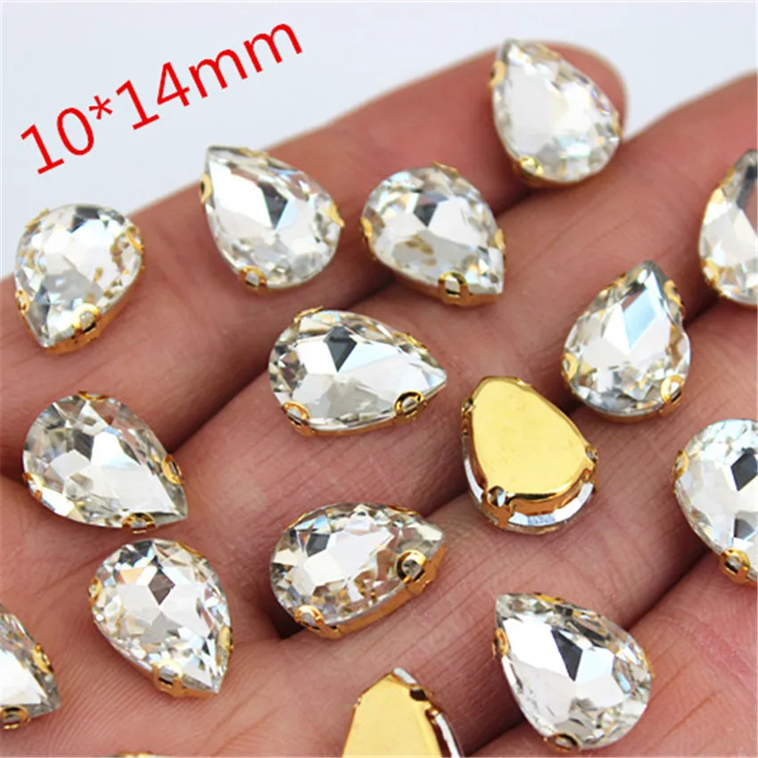 30pcs/Bag High Quality Mixed Gold Bottom Crystal Clear Glass Sew On Claw Rhinestones,DIY Wedding Dress Decoration Accessories