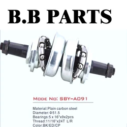 Bicycle Bb Parts for Beach Bike, Axis Chainwheel Accessories, 9-Piece Chainwheel Bowl, 51.5mm Axis 129mm
