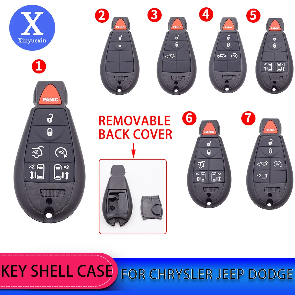 

Xinyuexin Remote Smart Car Key Shell for Chrysler Town & Country Jeep Grand Cherokee Dodge Durango 2/3/4/5/6/7 Button fob Case