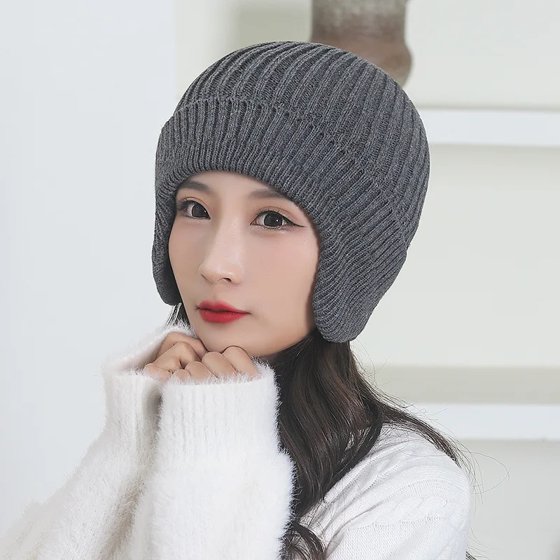 New Ear Protection Women Men Warm Thick Beanie Cap Hat Winter Lady Male Soft Knit Earflap Cap Hat With Ears For Women Men