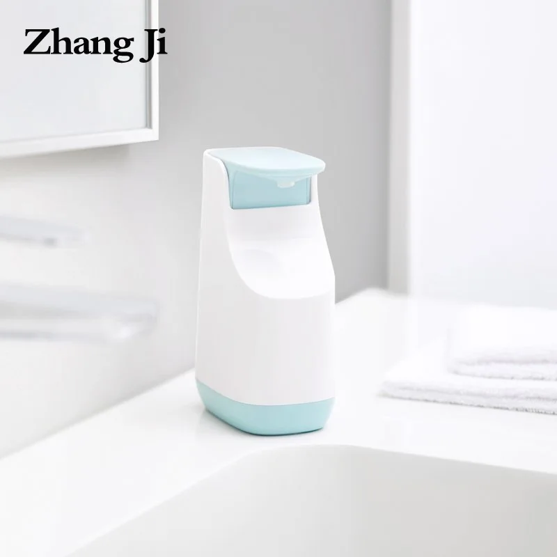 ZhangJi 350ml ABSNon-Drip Bathroom Kitchen Space-Saving Liquid Soap Pump Compact Soap Dispenser Push type Non-Slip Base Handy