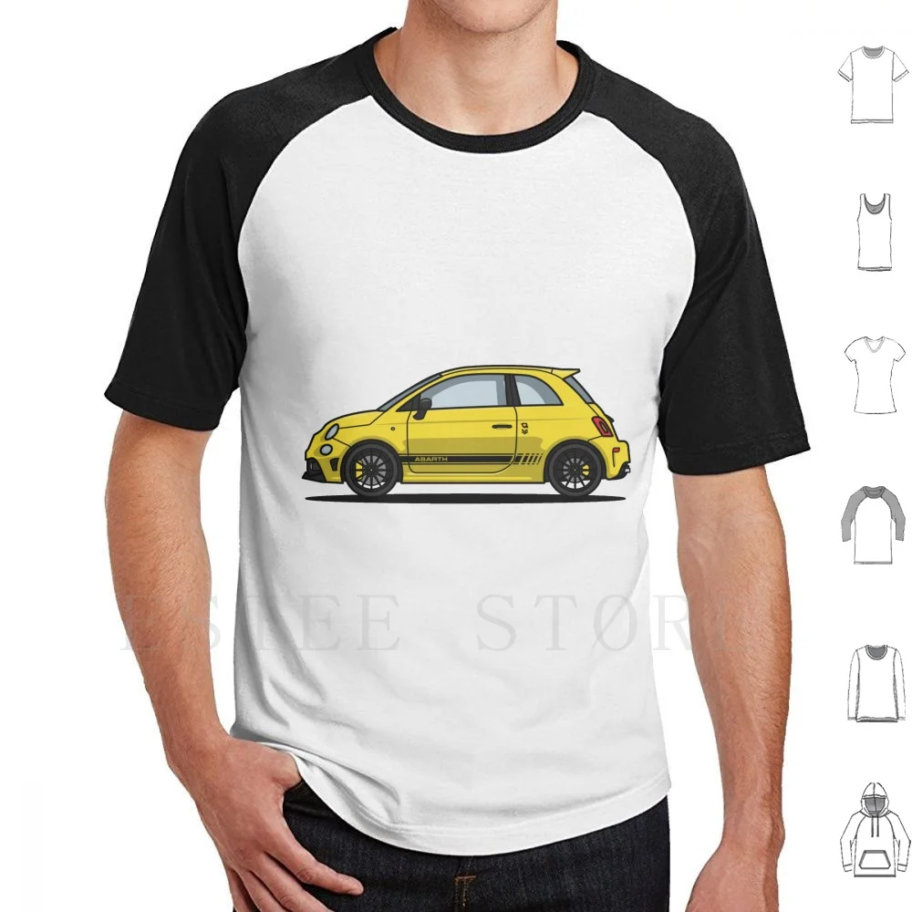 

Abarth 595 Yellow T Shirt Print Cotton Abarth 500 Yellow Car Italian 595 Automotive Italy Sports